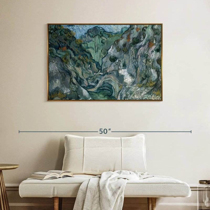 Ravin 1889, 40 po x 27 po, Cadre flottant doré