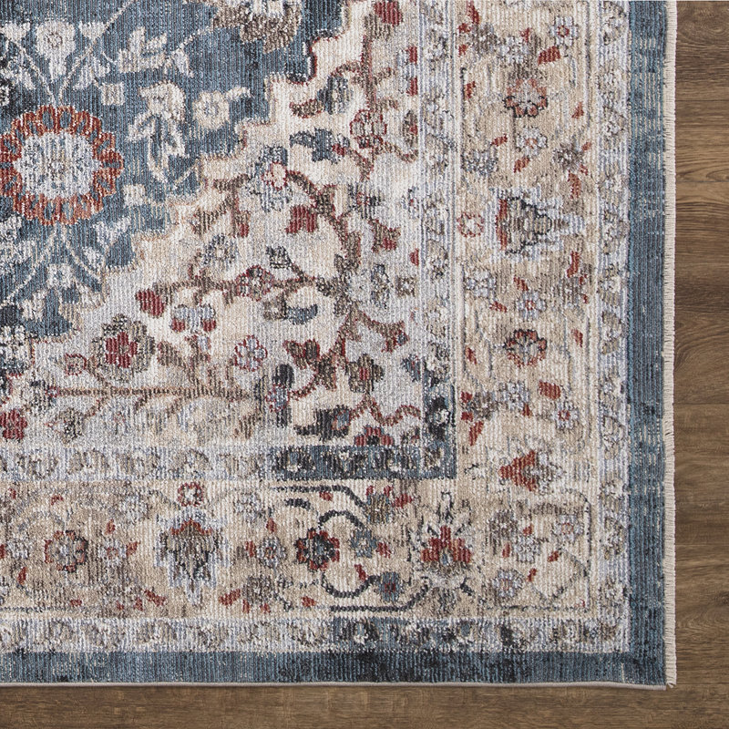 Tapis marocain bleu Emmagrace, Rectangle 5 pi 3 po x 7 pi 3 po
