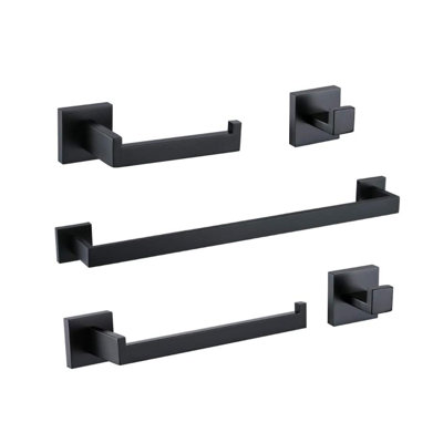 Kins Matte Black 5 pieces Decorative Bathroom Hardware sets