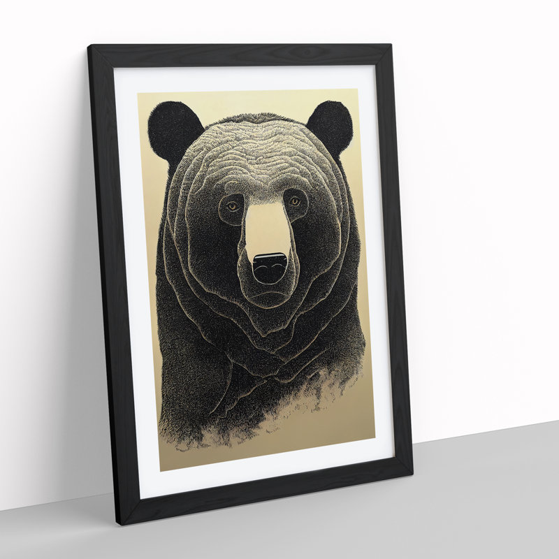 Bear Portrait No.3 Abstract - Single Picture Frame Print, 64cm H x 46cm W x 2cm D, Black Framed