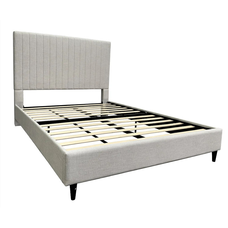 Lit tapissier capitonné Ana Channel, Beige, Lit double