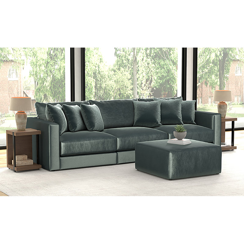Canapé surdimensionné trois pièces avec repose-pieds assorti Rondale, Mélange de polyester vert