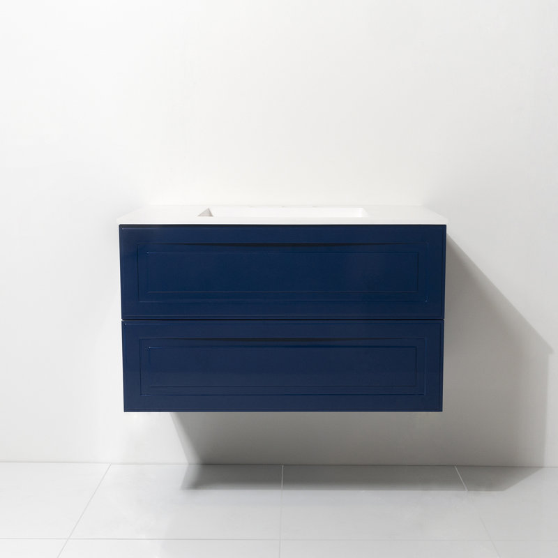 Ensemble de meuble-lavabo simple 42 "avec comptoir à surface solide Cavion, Bleu