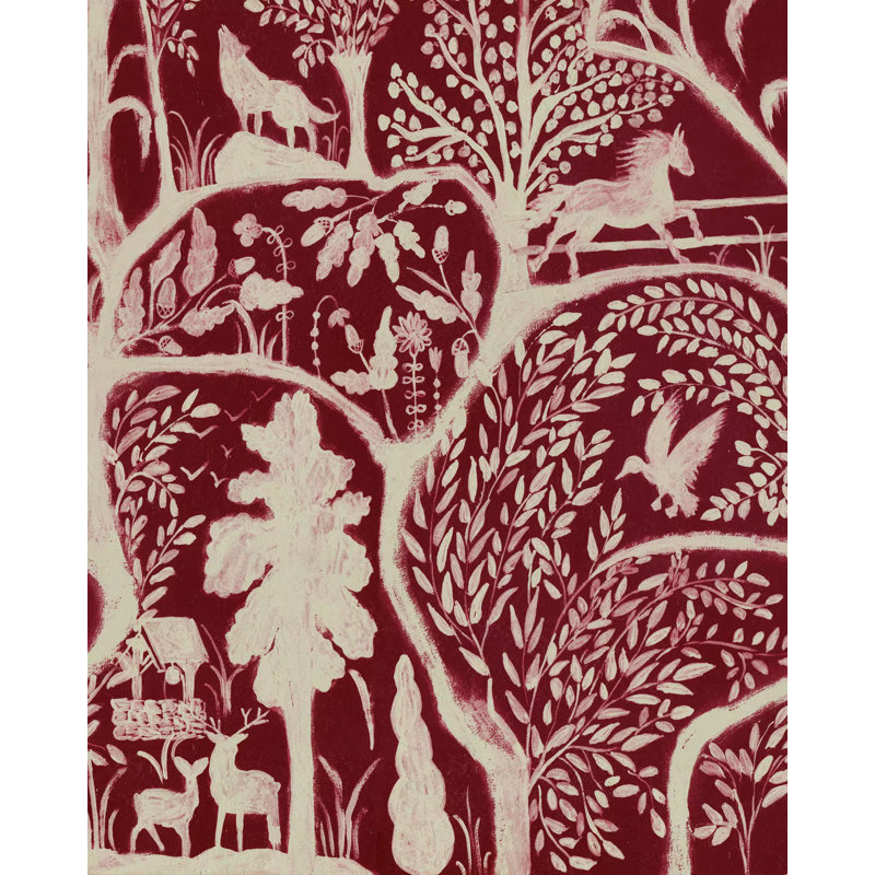 Transylvanian Roots Wallpaper Roll, Burgundy/Taupe
