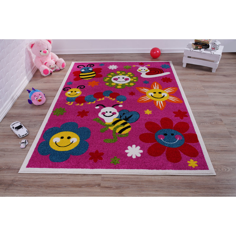 Kindig Floral Pink Area Rug, Rectangle 5'3" x 7'4"