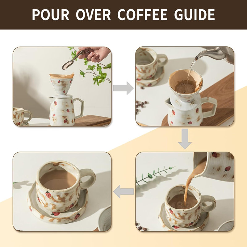 Ensemble de cafetière fabriquée à la main avec tasse à café avec filtre à papier 20 pièces V60