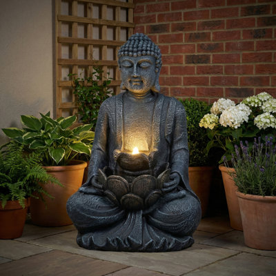 Fontaine bouddha traditionnelle de 28 po Zenith avec polyrésine durable et lumière DEL