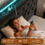 Très grande base de 49,2 po avec 4 tiroirs, lit plateforme très grand californien revêtu de velours avec tête de lit à oreilles, lumières à DEL et station de charge, aucun sommier nécessaire, noir-1760725781-1760725780