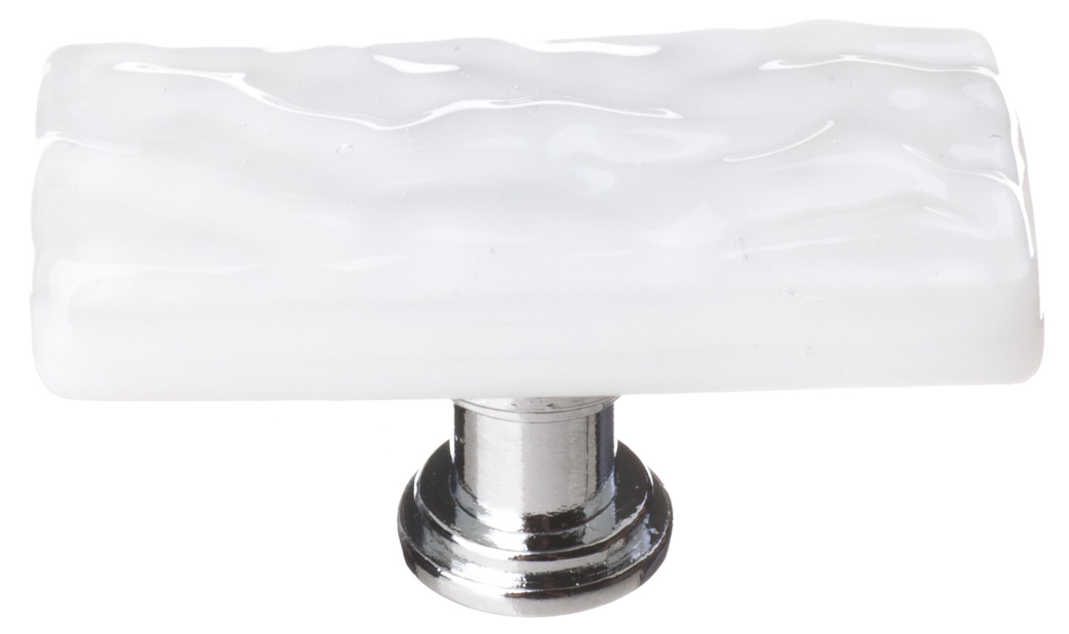 Glacier Skinny Rectangular Cabinet Knob, Polished Chrome, White