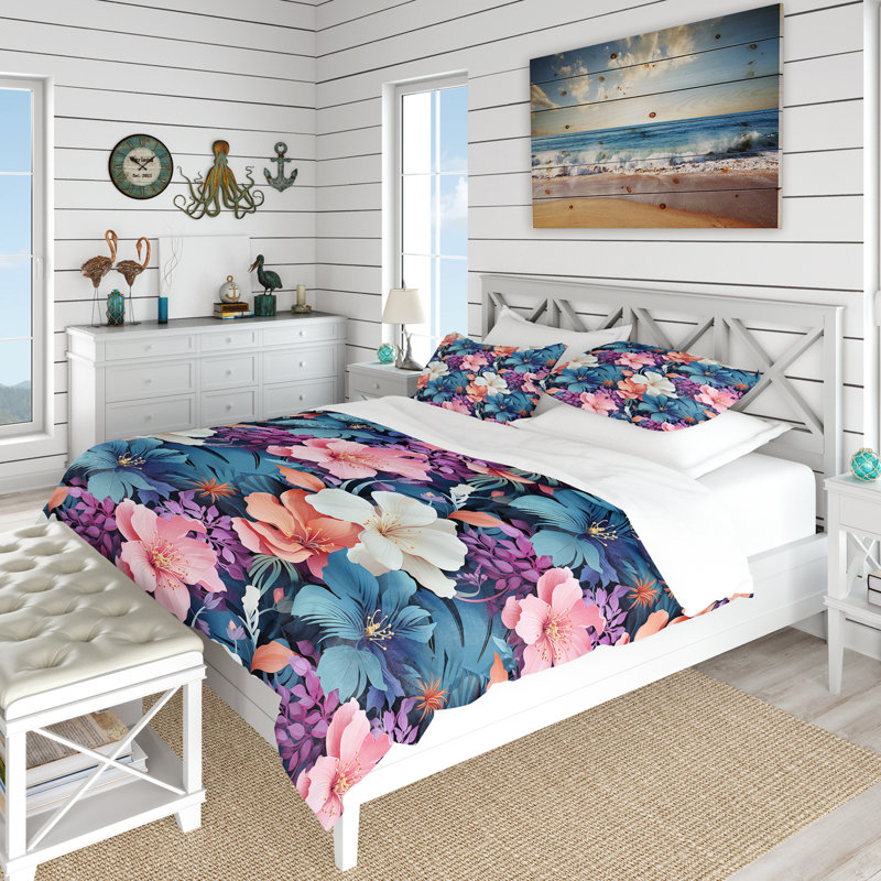 Ensemble de housse de couette Floral Mirage, Housse de couette simple + 1 taie décorative stan