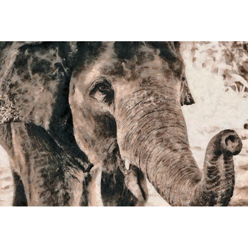 Painted Gray Elephant - Wrapped Canvas Art Prints, 30cm H x 46cm W x 3.8cm D