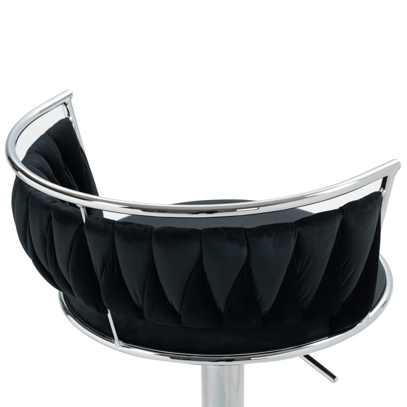 Ginko Modern Adjustable Bar Stools, Swivel Counter Stools with Upholstered Seat, Backrest, Footrest and Metal Frame for Kitchen and Home Bar 