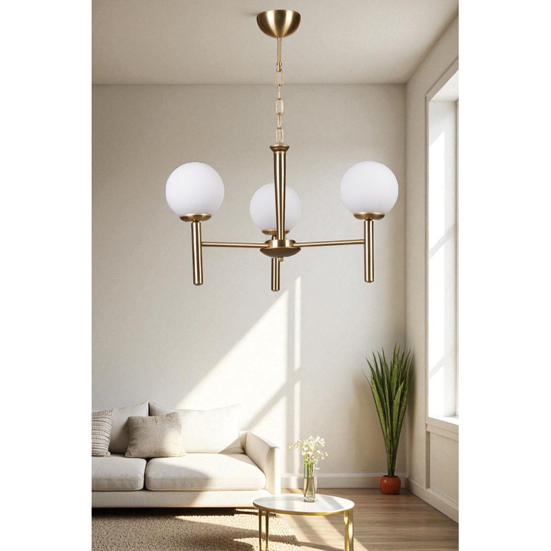 Élégant lustre en métal avec capuchon en verre, blanc et doré, 5,9 po x 5,9 po x 27,6 po | Hauteur réglable, douille E27 (40 W maximum), indice de protection IP20 | pour les salles à manger, les espaces de vie et les décorations modernes