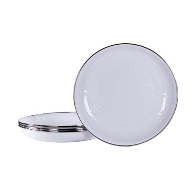 Swirl Enamelware Pasta Plate, Solid White Textured