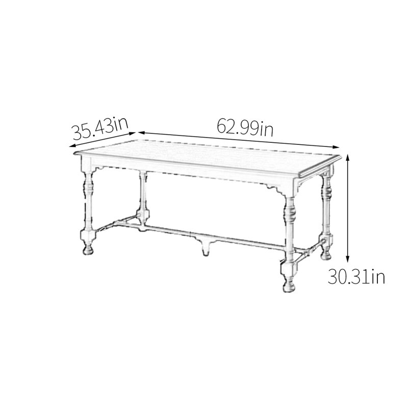 Table de salle à manger Vintage, H 30,31 po x L 62,99 po x l 35,43 po