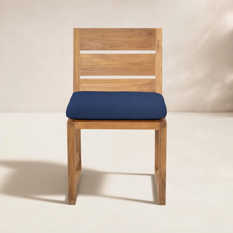 Chaise de terrasse avec coussin Uvita, Bleu marine