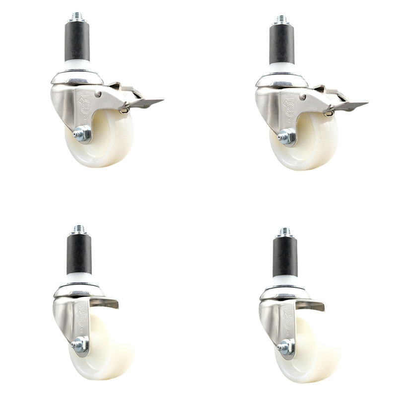 Ensemble de roulettes extensibles pivotantes en nylon avec 2 freins de verrouillage, H 3 po x l 3 po