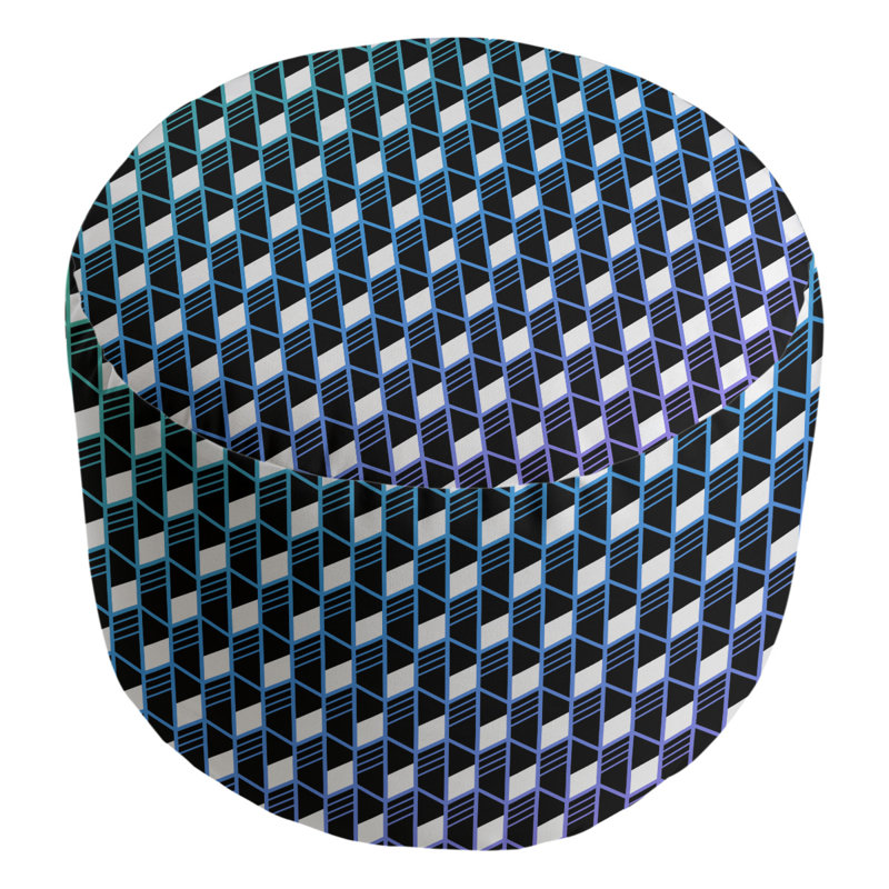 Avicia Upholstered Pouf, Blue/Purple