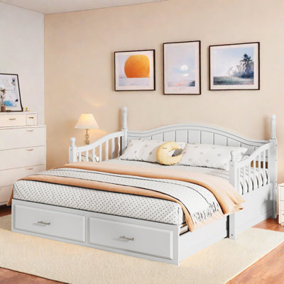 Elegant Extendable Daybed With Two Storage Drawers And Twin Size Trundle