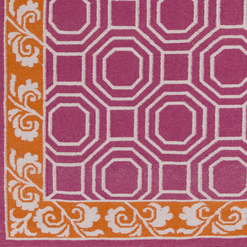 Tapis rose en laine tissé à la main Amoritta, Tapis de couloir 2 pi 6 po x 8 pi