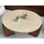 Élégante table basse ronde en texture de travertin - table basse en pierre de 30 po, design moderne, durable et minimaliste