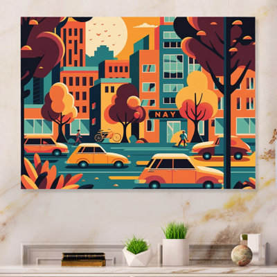 «Colorful Cityscape Cars II», art mural sur toile Cityscapes