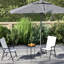 16" Patio Side Table, Metal Outdoor Table with Grid Top, Black
