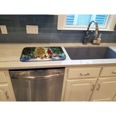 Dachshund and Santa Claus Dish Drying Mat