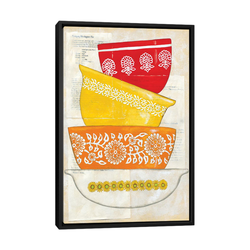 «Retro Ware I», impression sur toile, H 26 po x l 18 po x P 1,5 po, Toile avec cadre noir, Pas de tapis