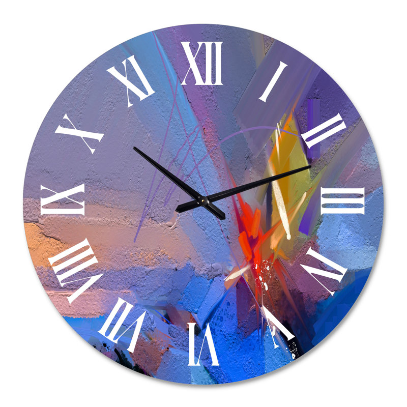 Abstrait paysage marin coloré VI - horloge murale moderne, Grand
