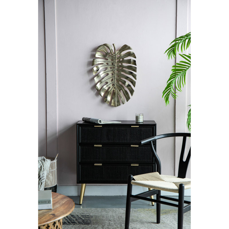 Décoration murale suspendue feuille d'or - Design chic en aluminium 24,8 x 17,3 x 2 po
