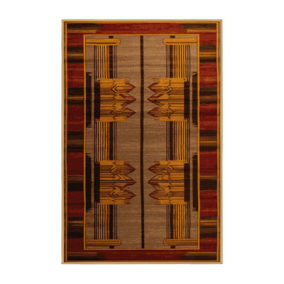 Machine Washable Art Deco Brown Area Rug