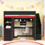 Lit mezzanine avec bureau, lumières DEL, casier de rangement, tablettes et garde-robe-268095906