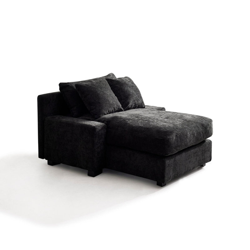 Upholstered Accent Chair, Black Chenille