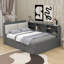 Full Size Platform Bed With Trundle, Shelves And Storage Headboard-1288212367