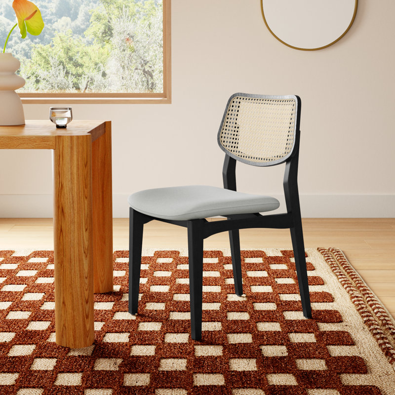Adalay Cane Dining Chair, Alabaster/Ebano Frame