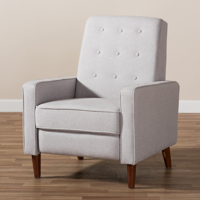 Mathias Light Gray Manual Reclining Mid-Century Arm Chair