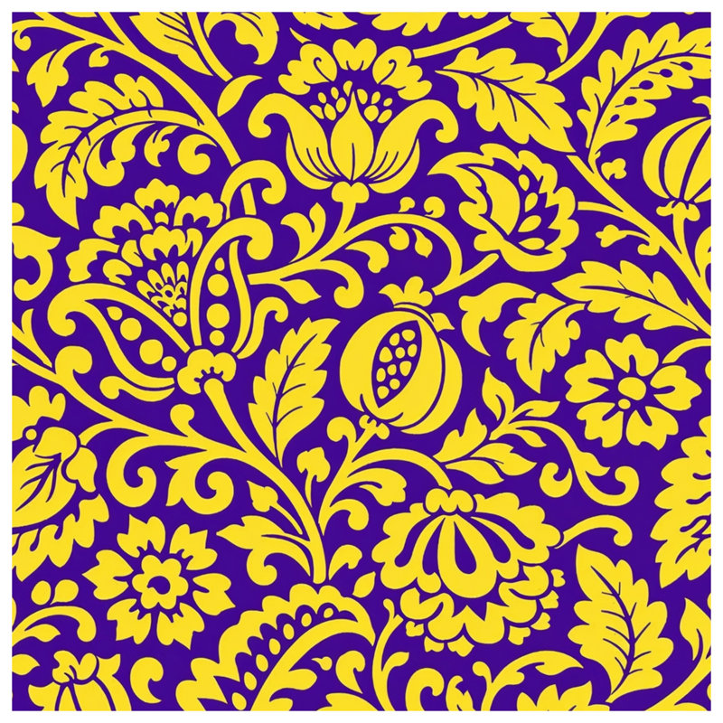 Édredon damassé à motif floral jaune, Queen