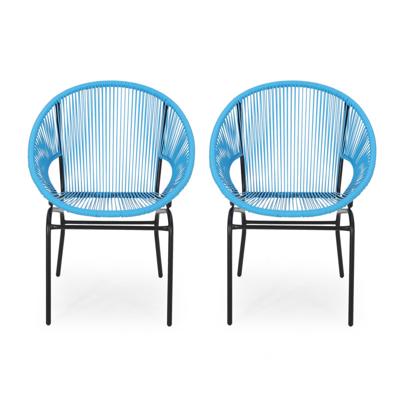 Chaises longues d'extérieur en osier tressé Acapulco Wicker, Bleu