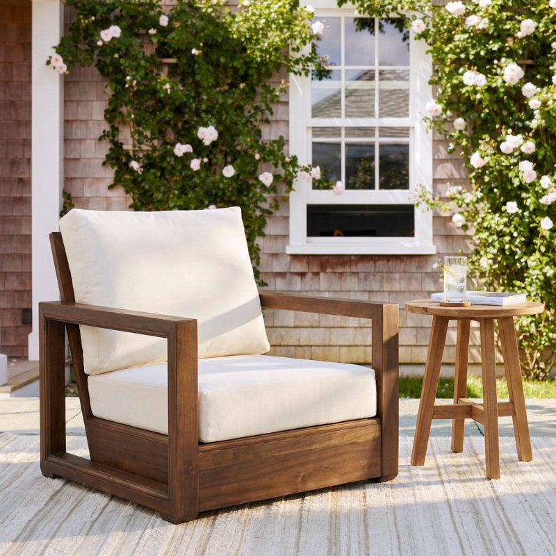 Donnie Acacia Outdoor Lounge Chair, Mocha
