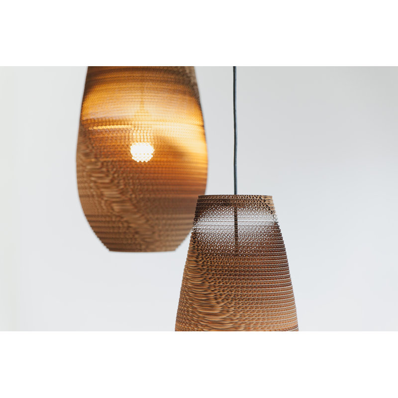 Scraplights Recycled Cardboard Pendant Light - Drop, Natural, 22" H x 12" W x 12" D