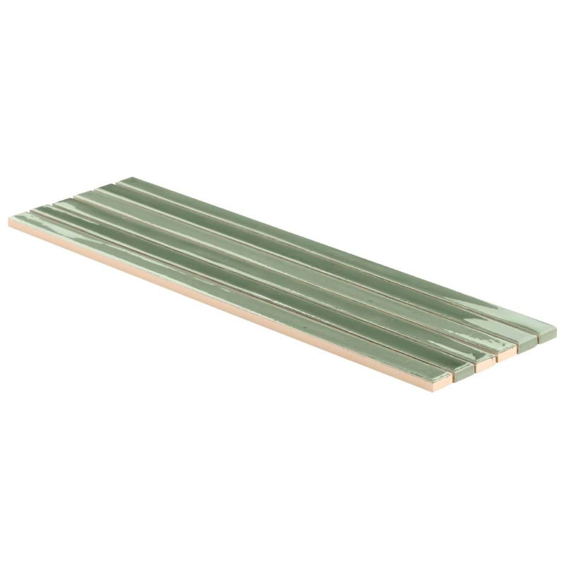 Kanbina 5x18 Brick Glossy Ceramic Mosaic Tile, Apple Green
