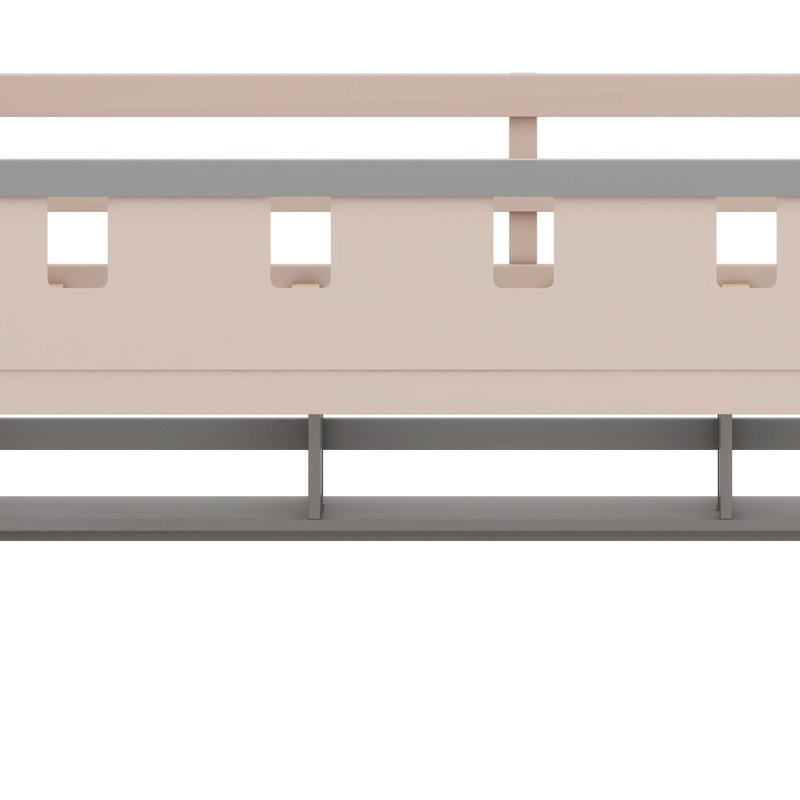 Fantasy-Themed Bunk Frame Featuring Drawer Organization, Display Shelves, and Ambient LED Illumination, Gray