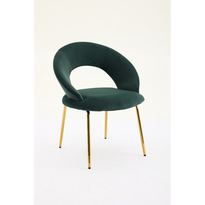 Chaise de salle à manger en velours pour salle à manger, avec dossier incurvé et rembourrage en mousse, pieds en métal doré