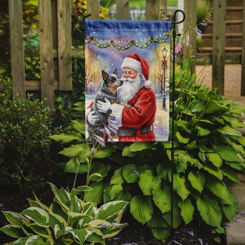 Bouvier australien avec le drapeau du jardin du Père Noël, Taille du jardin, Bouvier australien