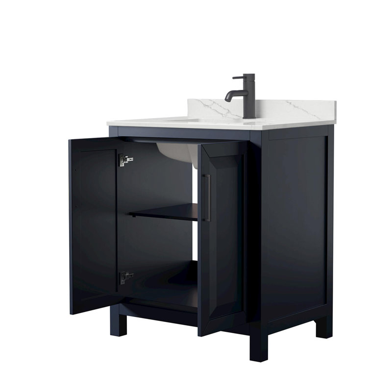 Daria 30'' W Vanity, Matte Black, Blue, White Quartz