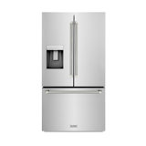 ZLINE Autograph 36 in. Stainless Standard-Depth Fridge w/ Dual Ice Maker & Nickel Helix Handles