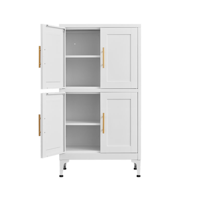 Armoire de rangement en métal, garde-manger avec double porte et tablettes, armoire de rangement avec pied de nivellement réglable