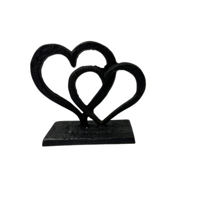 Metal Hearts Side By Side, 7"x3"x6"
