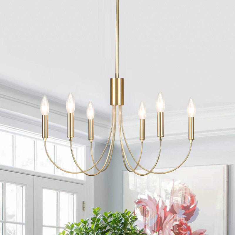 Lustre classique à 6 lumières de style bougie Clerise, Laiton, 6